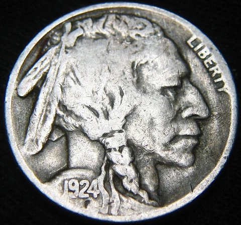 Scarce Original SHARP KEY Date 1924-S BUFFALO NICKEL 5c Free S&H! JN83IN Cover