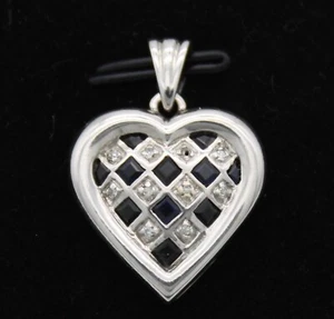 SCHÖNER HERZANHÄNGER 14 KT WEISSGOLD 0,50 CTW SAPHIR & DIAMANT - Bild 1 von 11