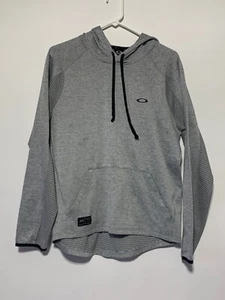 Oakley Men Size M Dawn Patrol Regular Fit Grey Striped Hoodie Top Stains - Picture 1 of 7