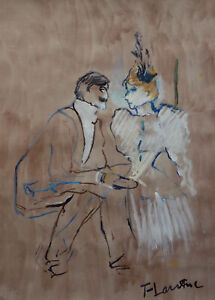 Classic Modernist painting w COA, signed Henri de Toulouse Lautrec - Picasso era