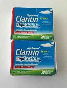 Claritin Liqui-Gels 24HR Relief 10mg 30ct *LOT OF 2* NEW DMGD BOX FREE SHIP 6/26 - Picture 1 of 7