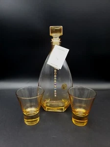 Italian Decanter And Glasses Set Amber w Decor Franco Vetrerie e CristaI NIB - Picture 1 of 13