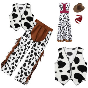 Kids Dress Up Stylish Costume Role Play Cowboy Patchwork Cosplay Gifts Pants