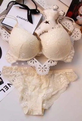 Sexy’s Women Lace Embroidery Lingerie Sets Deep V Gather Push Up Bra Panty Sets - Image 1 of 4