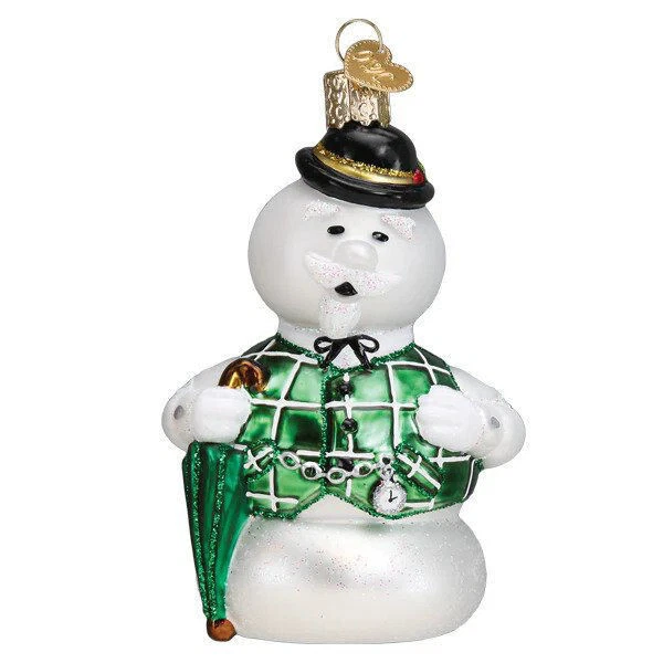 Old World Christmas 44207 Blown Glass Sam the Snowman Ornament 4.25 Inches