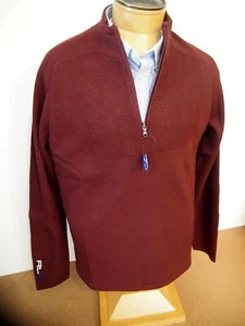 RLX Ralph Lauren Performance Wool Blend Half-zip Sweater Small $268 Burgundy - Picture 1 of 14