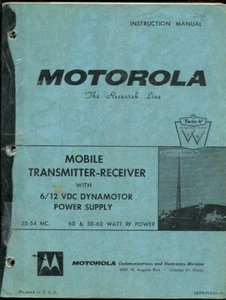 OLD 1955 MOTOROLA MOBILE TRANSMITTER RECEIVER INSTRUCTION OWNER MANUAL SCHEMATIC - Picture 1 of 4