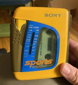 Vintage Walkman Sony Sports Yellow AM/FM Radio Cassette Player WM-FS191 Works - Picture 1 of 12