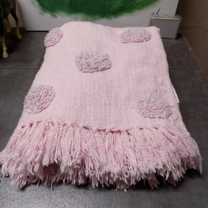 envoguekids blanket throw PINK fringe 100% cotton NICE - Picture 1 of 6