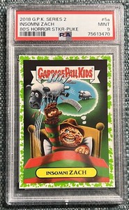 2018 Garbage Pail Kids Oh The Horrible Insomni Zach  #5a Green PSA 9 Mint SP