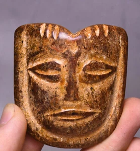 5.5CM Chinese Hongshan Clture Old Jade Carving People Person Face Amulet Pendant - Picture 1 of 6