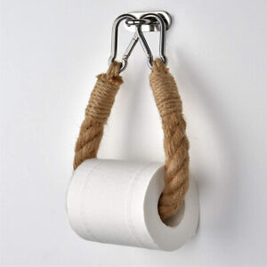 CHUNKY ROPE TOILET ROLL HOLDER PAPER JUTE NAUTICAL WEAVE VINTAGE STYLE TOWEL  