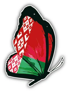 Adesivo decalcomania paraurti auto farfalla bandiera bielorussia 4" x 5" - Foto 1 di 1