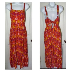Abel The Label Marrakesh Summer Lovin' Orange Purple Ruffle Maxi Dress XS - Bild 1 von 8