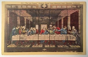 THE LAST SUPPER WINDOW FOREST LAWN MEMORIAL PARK GLENDALE CA UNUSED POSTCARD - Picture 1 of 1