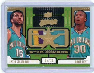 2008-09 Upper Deck MVP  STOJAHOVIC / WEST Star Combos Dual Patch /25 - Hornets - Image 1 of 2