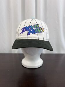 Vintage Tampa Devil Rays Hat Starter Pinstripe Logo 90s White Cap Strapback