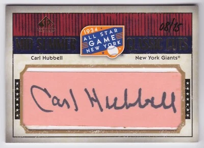 2008 SP Legendary Cuts Carl Hubbell Mid Summer Classic Cuts automático 08/15 Giants Foto 1 de 2