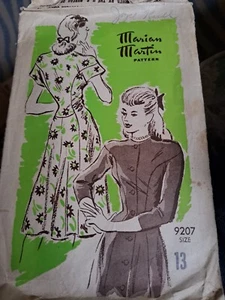 Vintage Marian Marten 1940s Ladies Fashion Dress Pattern Size 13 - Picture 1 of 4