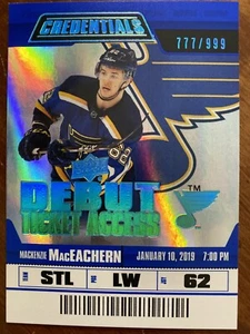19-20 UD Credentials Hockey Debut Ticket Access 59 Mackenzie MacEachern /999 - Picture 1 of 2