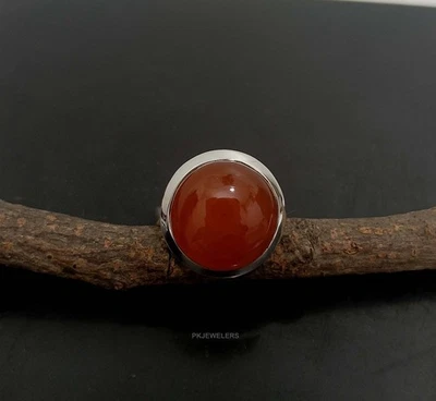 Anello in argento sterling 925 con pietre preziose corniola naturale misura g... - Immagine 1 di 4