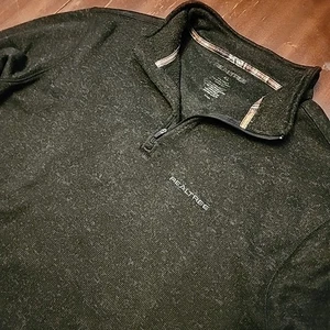 Realtree Sweater Mens XL Black Ragg Outdoor Pullover Hunting 1/4 Zip Sweatshirt  - Picture 1 of 5