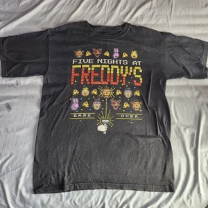 Five Nights At Freddy's Shirt XL (18/20) FNAF Pixel Game Over Horror Black Tee - Picture 1 of 4