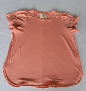 Cupio Women Color Coral Ruffled Short Sleeve T-Shirt Size Plus 1X - Picture 1 of 6