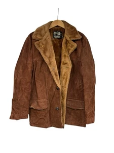 Vintage 70er Sears The Leather Shop dunkelbraune Wildlederjacke mit Knöpfen Herren 38 Reg - Bild 1 von 10