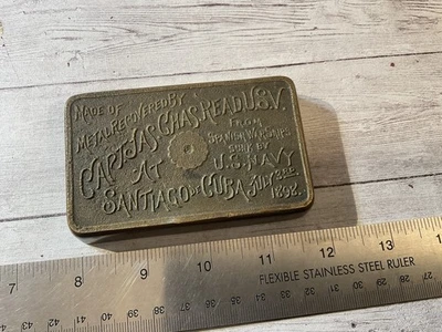 原始 SPAN AM WAR BRASS 纸质 SALVAGED FROM SPANISH WARSHIPS JULY 3RD 1898 — 第 1/4 张图片