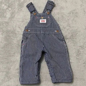 Round House Vintage Stripe Denim Overalls Infant 6-9M (estimate) Snap Crotch - Picture 1 of 6