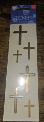 Mrs Grossman's foil cross  sticker  3 strips Gold Silver Shiny different sizes - Image 1 of 3