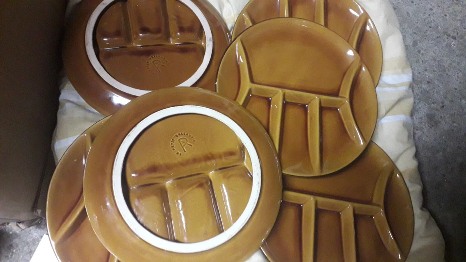 6 assiettes à fondue céramique bon état marron diamètre 24 - Photo 1/1