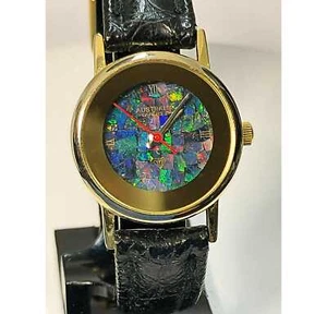 54181.0 - "Australia" Opal Watch with Natural Australian Opal Gold rim with no - Picture 1 of 5