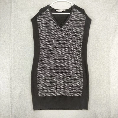 Vestido Suéter Athleta Thereafter Mujer Mediano Negro Blanco Cuello en V Sin Mangas Foto 1 de 4