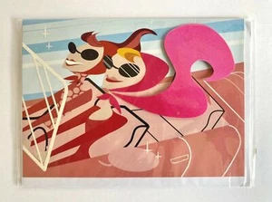 Vintage 2005 Greeting Card Retro 50s Modern Women Convertible Car Sunglasses NOS - Picture 1 of 3