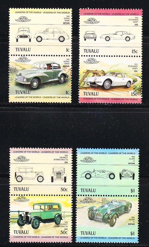 Tuvalu 1985 MNH Sc 299-302  Vintage Cars . Automobiles ** - Image 1 of 1