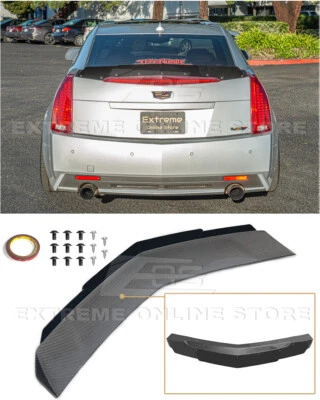 Para 09-15 Cadillac CTS-V Sedán | Alerón trasero de fibra de carbono con pico de mimbre Foto 1 de 4
