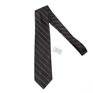 Italo Ferretti NWT Neck Tie in Black and White Stripes 100% Silk Made in Italy - Picture 1 of 9