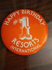 Rare Vintage Resorts International Casino 1er anniversaire broche bouton 