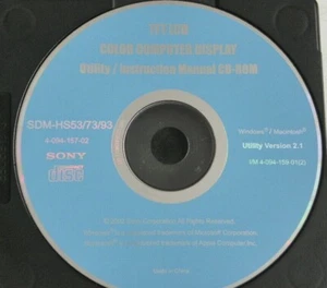 Sony TFT LCD Colour Computer Display screen Utility Instruction manual CD Rom - Picture 1 of 5