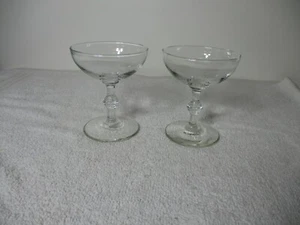 2 Champagne Coupe Glasses Knob Bamboo Stem 4¼ in. - Picture 1 of 8