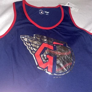 CLEVELAND Indians Guardians Shinny Logo Navy Sleeveless Tank Top Women’s Small - Picture 1 of 7