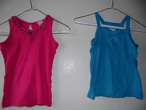 2 GirlsTops CIRCO And XHILARATION Sizes S (6/6X) Cotton Tank Tops Blue Pink - Picture 1 of 7