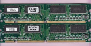 128MB 2x64MB PC-100 SIEMENS BAS9024 71.63323.111 Ram Kit PC100 3.3V SDRAM 8Mx64 - Picture 1 of 2