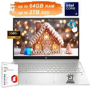 2025 HP Pavilion Laptop 15.6 Touch 10-Core Intel i5 Upto 64GB RAM 2TB SSD Office - Picture 1 of 11