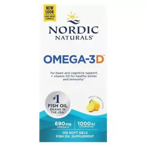 Nordic Naturals, Omega-3D, Lemon, 120 Soft Gels - Bild 1 von 2