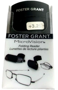 FOSTER GRANT MICROVISION FOLDING READERS WITH STORAGE TRAVEL CASE +3.25-1.5"X3" - Picture 1 of 5