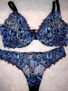 NWT Victoria's Secret Very Sexy Ziggy Glam Bra 38DDD Embroidery Thong XL (42) - Picture 1 of 6