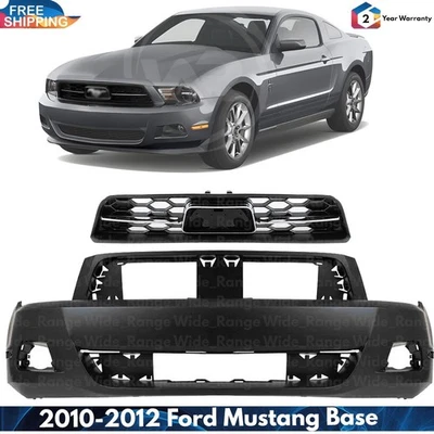 Front Bumper Cover Fascia Paintable & Grille Kit For 2010-2012 Ford Mustang Base Foto 1 de 4